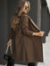 Plus Size, Plus Size Women's Brown Plush Texture Suit Collar Coat