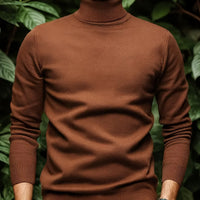Men's Solid Color Turn-Down Collar Knit Sweater - Autumn/Winter