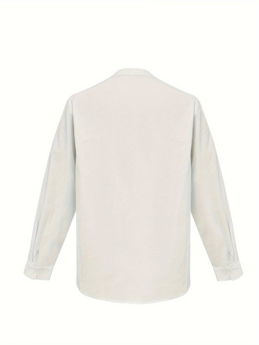 Women's Casual V-Neck Shirt - Relaxed Fit Short Sleeve