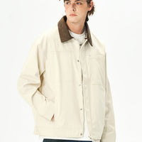 Men's Jacket, Loose Fit Spring/Autumn Outerwear with Button Cuffs