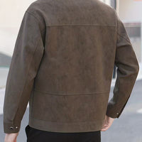 Men's PU Leather Lapel Short Jacket – Casual Business Outerwear for Spring & Autumn