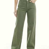 Women's Stretch Wide Leg Jeans - High Waist Loose Fit Denim Pants Casual & Office Wear