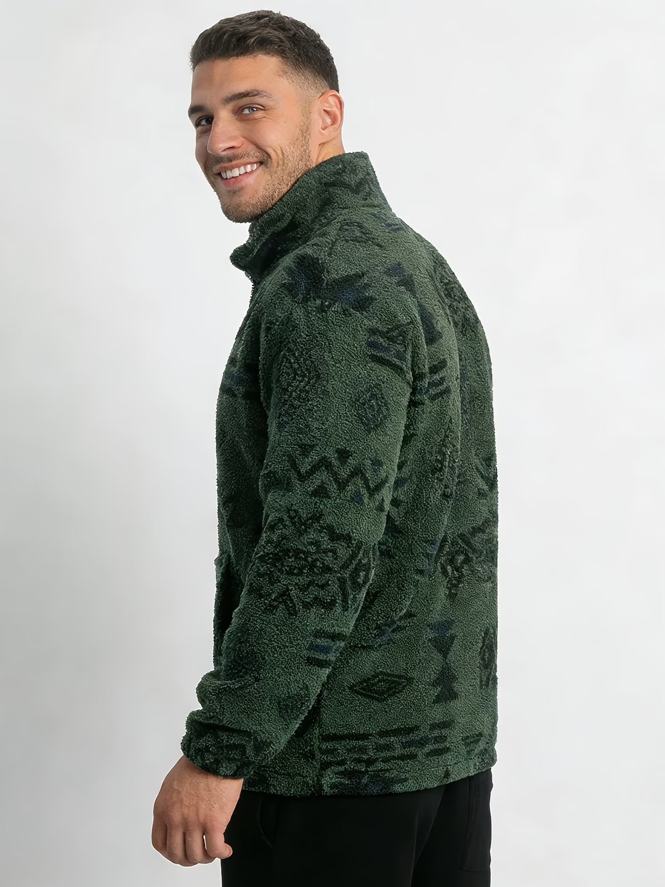 Men'S Henry Shirt with a Half-Open Zipper