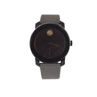 Movado (3600455) Men's Bold Dark Brown Case Red Dial Light Grey Leather Strap Watch