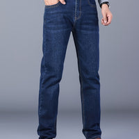 Men's Straight-Leg Stretch Denim Jeans - Business Casual