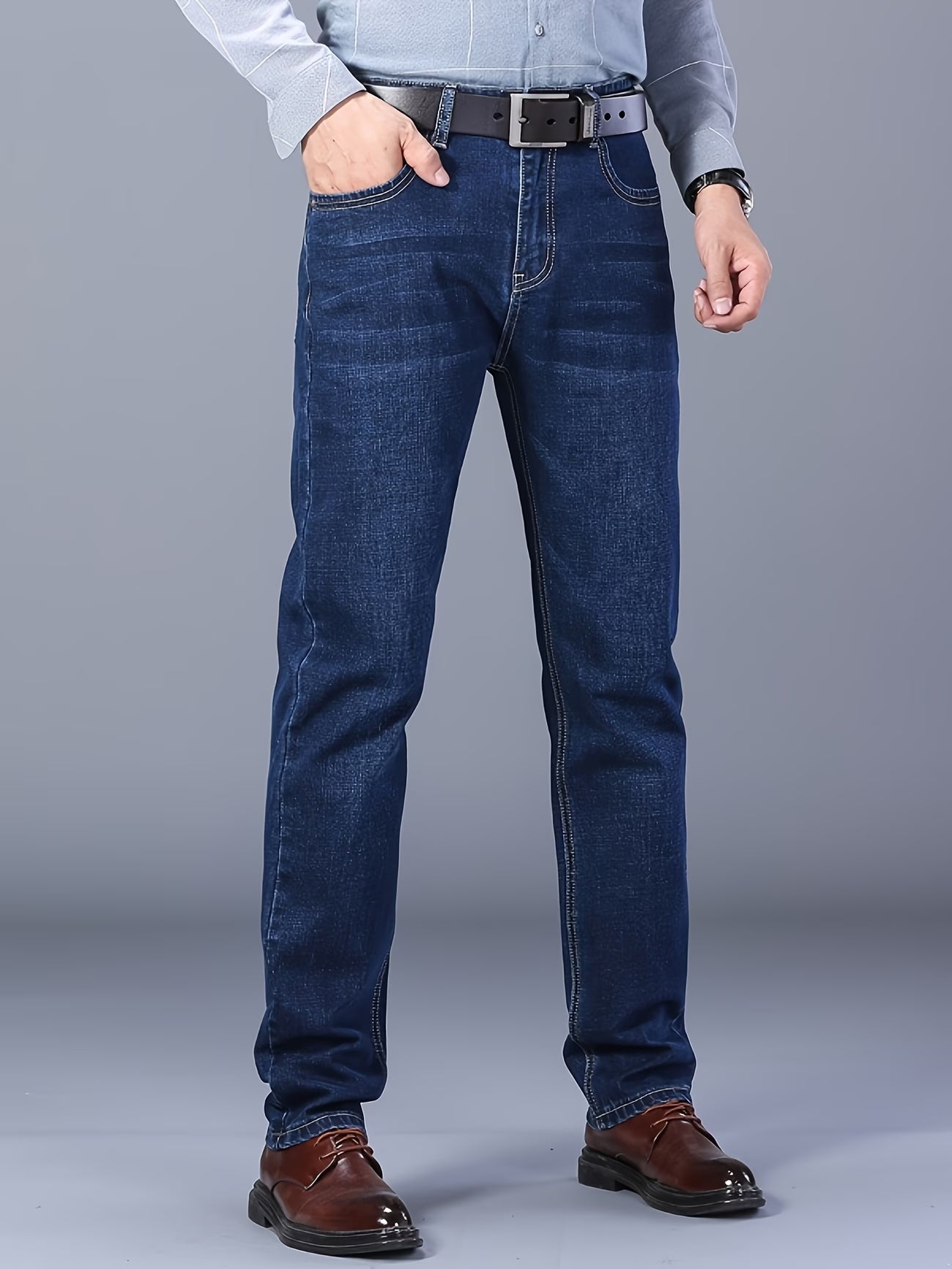 Men's Straight-Leg Stretch Denim Jeans - Business Casual