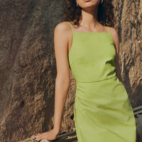 Women's Light Green Asymmetrical Hem Strapless Mini Dress – Backless Short Dress for Daily Wear & Vacation