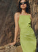 Women's Light Green Asymmetrical Hem Strapless Mini Dress – Backless Short Dress for Daily Wear & Vacation