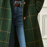 Women'S Vintage Plaid Coat with a Lapel