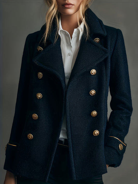 Gavin Directed Elegant Double-Breasted Coat with Golden Buttons