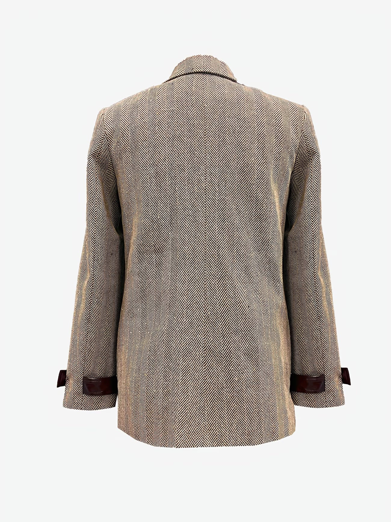 Retro Elegant Lapel Herringbone Commuting Fashion Patchwork Brown Women'S Blazer Jacket