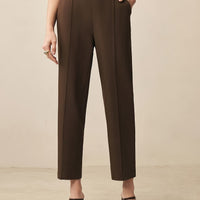 Women's Elegant Straight-Leg Office Pants with Metal Chain Detail