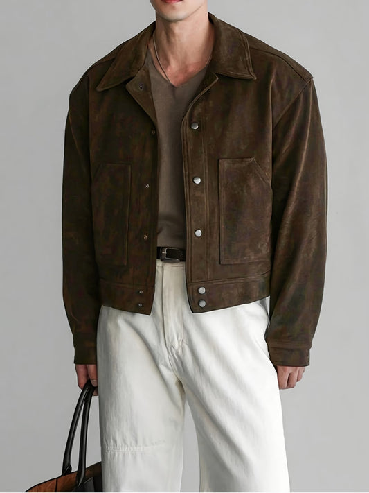 Men's Trendy Vintage Style Workwear Jacket, Versatile Daily Commute and Streetwear Coat