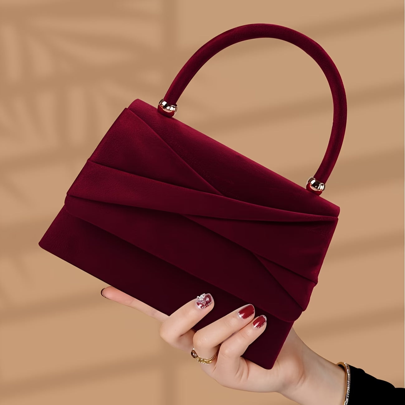 Noble and Elegant Pleated Plush Handbag