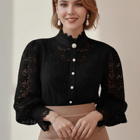 Vintage Lace Blouse Women Long Sleeve