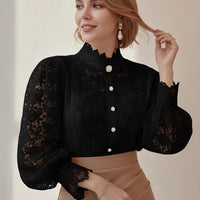 Vintage Lace Blouse Women Long Sleeve