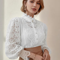 Vintage Lace Blouse Women Long Sleeve