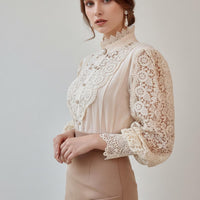 Vintage Lace Blouse Women Long Sleeve